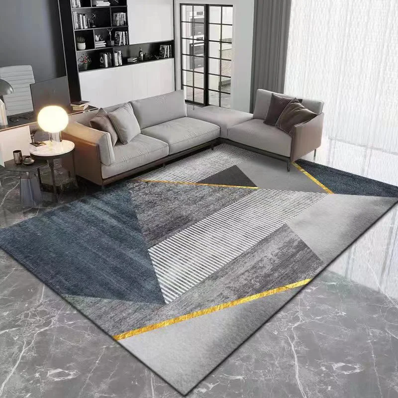 VIKAMA Grey Abstract Geometric Area Rug Minimalist Curve Pattern Non Slip Washable Floor Mat Living Room Bedroom Home Decor
