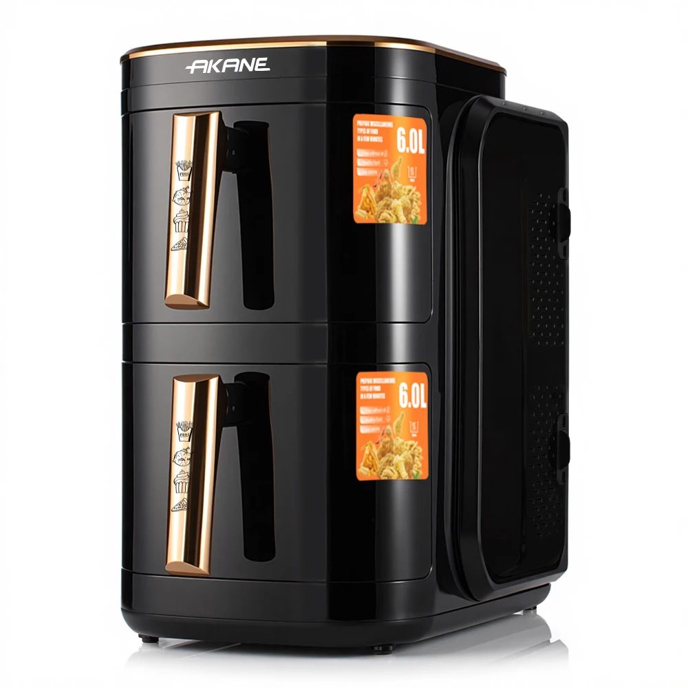A.5396 2400W 12L Double Drawer Air Fryer Freidora de aire Digital Touch Screen 360 Air Circulation Design