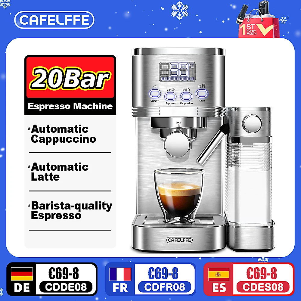 Cafelffe fully automatic Coffee Machine Espresso maker Cappuccino Latte Automatic Milk Froth cafeteria 20Bar Stainless Steels