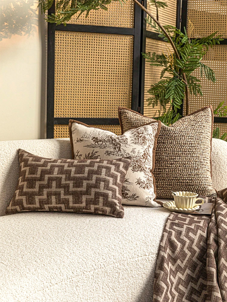 

Винтажная американская диванная подушка в кофейных тонах, деревянная, в народном стиле, для гостиной отеля, квадратная, съемная и моющаяся.