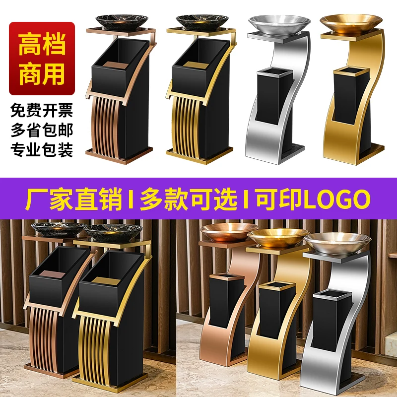 

Hotel lobby stainless steel trash can commercial office building vertical elevator corridor KTV sanitary bucket with ashtray