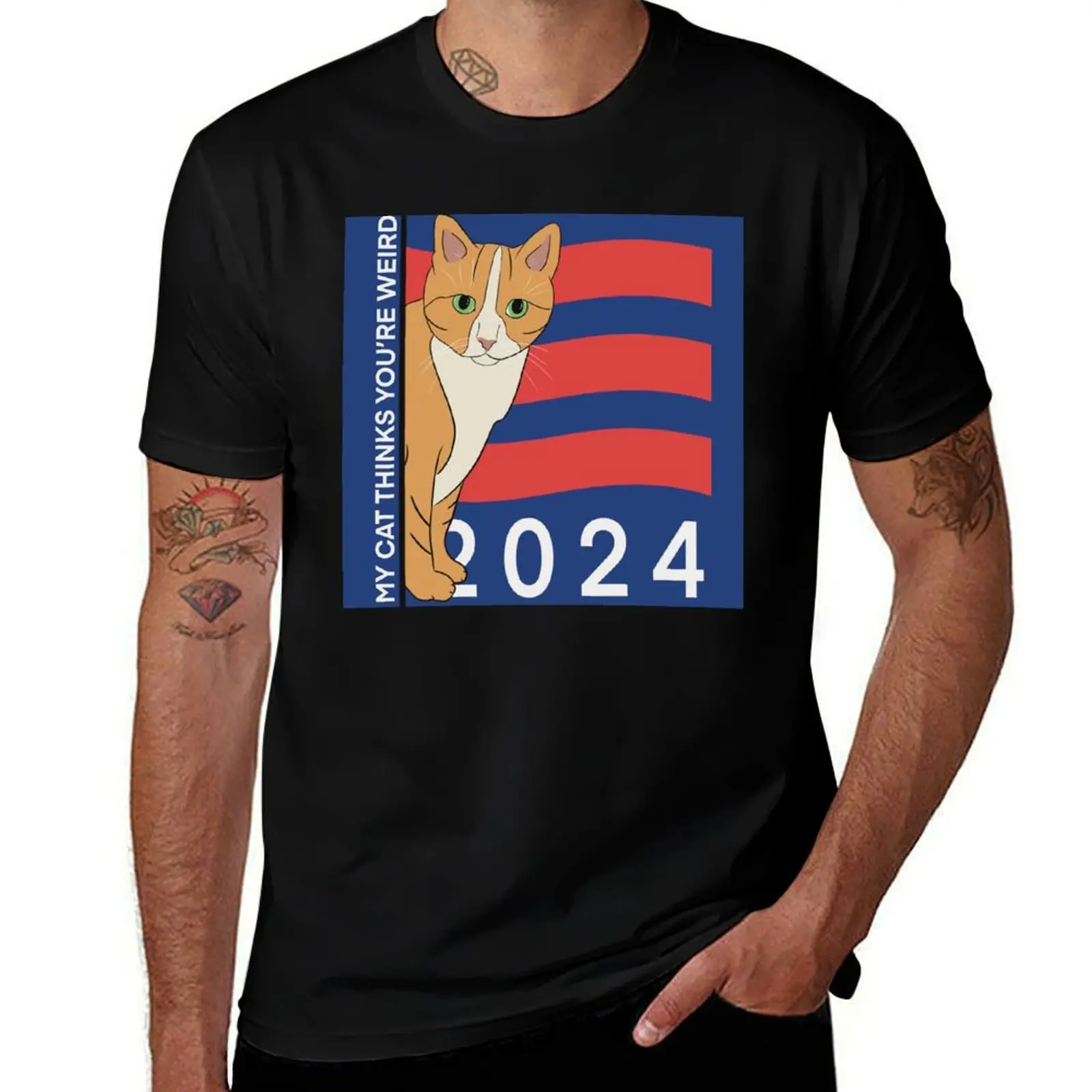 My Cat Thinks You’re Weird T-Shirt Stretch Fabric Comfort T-Shirt