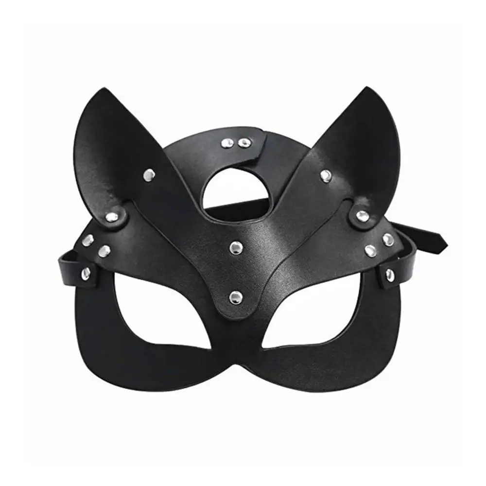 Women Masks Female Leather Mask Half Face Fox Cosplay Leather Halloween Party Ball Punk Adult Game Toys Supplies