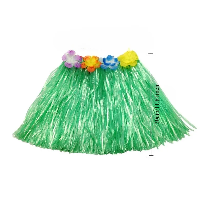 Ensemble de fête jupe en herbe 30-80CM, Costume hawaïen élastique pour enfants et adultes, accessoire de spectacle et de déguisement Tropical