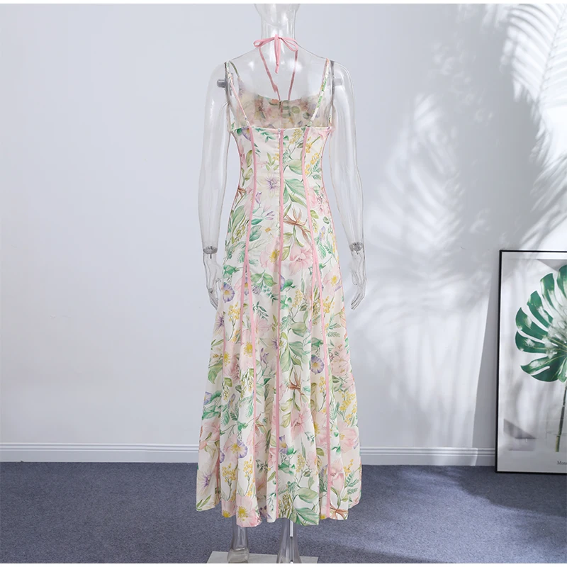 Printed Women's Maxi Dresses O-neck Big Swing Oversized Dress Irregular Hem Dresses Bohemian Female Robes Loose Partywear New