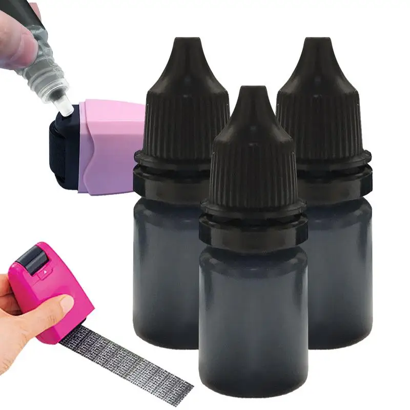 3 ขวด 10ml หมึกสีดําเติมพัสดุข้อมูลความเป็นส่วนตัวเครื่องกําจัด Anti-Theft ID Security แสตมป์ Messy รหัสซีลอุปกรณ์