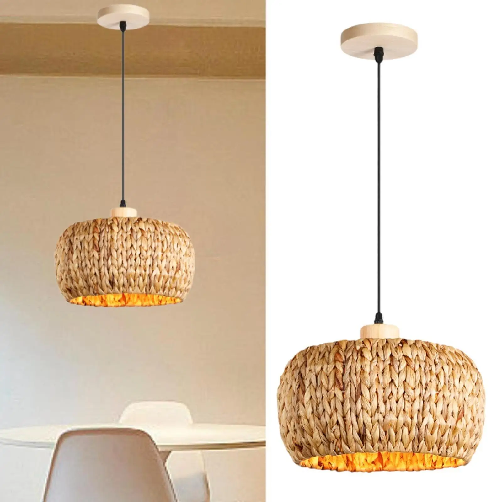 

Rattan Pendant Light Shade Handmade Boho for Restaurant Bedroom Dining Room