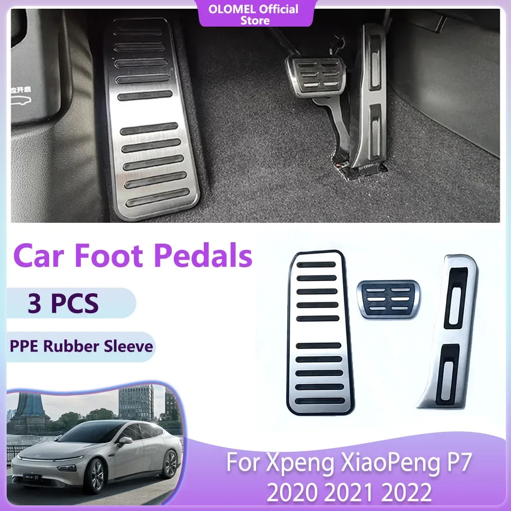 Car Foot Pedals For Xpeng XiaoPeng P7 2020 2021 2022 Accelerator Non-slip Fuel Brake No Drilling Alloy Covers Parts Accessories