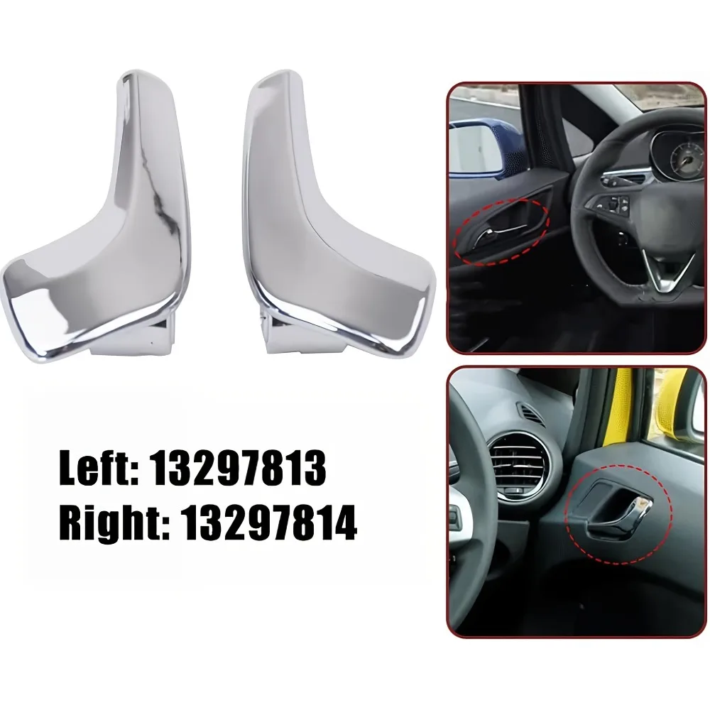Pair of Left and Right Car Interior Door Handles for Opel Corsa 2006-2014 - Glossy Black Replacement Handles with Metallic Clasp