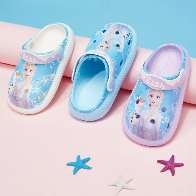 Disney Princess Frozen Elsa Summer Children\'s Slipper Kids Sandals Girls Garden Shoes Waterproof Slippers Hole Shoes