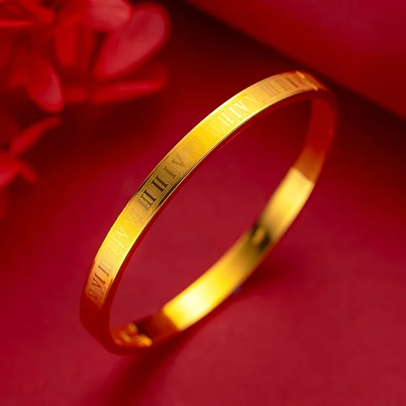 9999 real gold 24K yellow gold Roman numeral bracelet