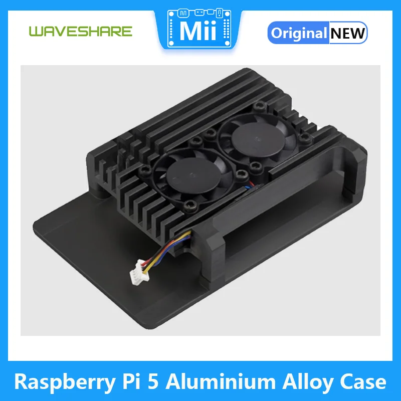 เคส Raspberry Pi 5อลูมิเนียมอัลลอยด์พัดลมระบายความร้อนแบบคู่