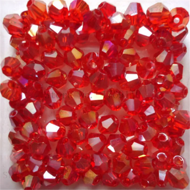 Isywaka Sale Red Color 100pcs 4mm Bicone Austria Crystal Beads charm Glass Beads Loose Spacer Bead for DIY Jewelry Making