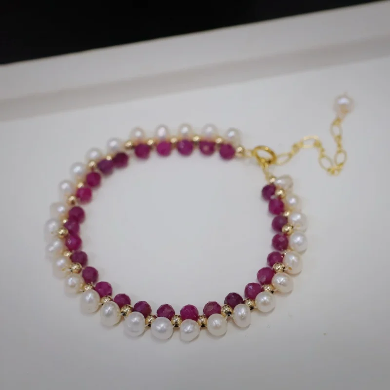 

SGARIT ювелирные изделия модный стиль 14-каратного золота браслет ювелирные изделия пресноводный жемчуг рубиновые браслеты из бисера для женщин подарок