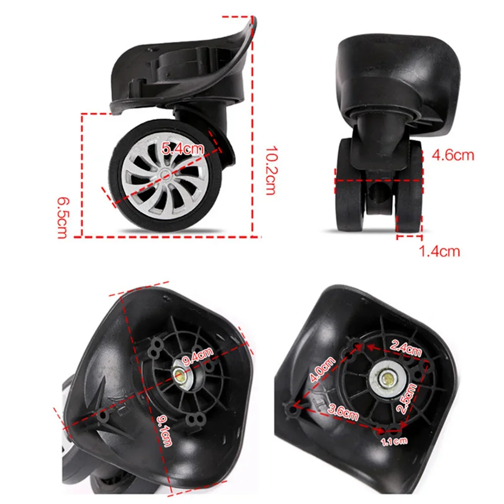 4Pcs Suitcase Luggage Replacement Casters Dual Roller Wheels Swivel Casters Travelling Bag Travel Luggage Wheel