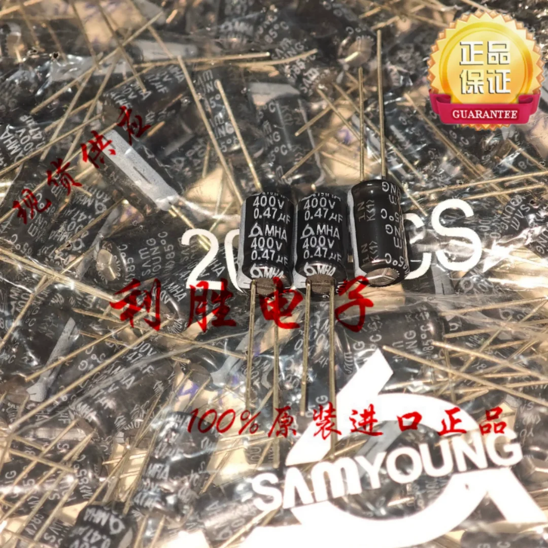 0.47UF 400V, South Korea, Samyoung, electrolytic capacitor, 400V0.47UF 6*11 MHA, 85 degrees