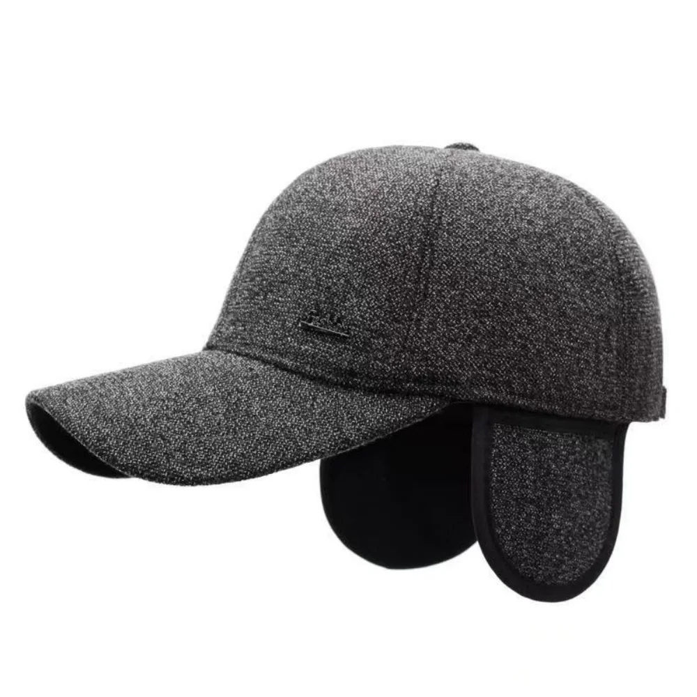 Men's Winter Warm Baseball Cap Thickened Cotton Cold Protection Peaked Cap Adjustable Casual Hat for Middle Aged and Elderly Men