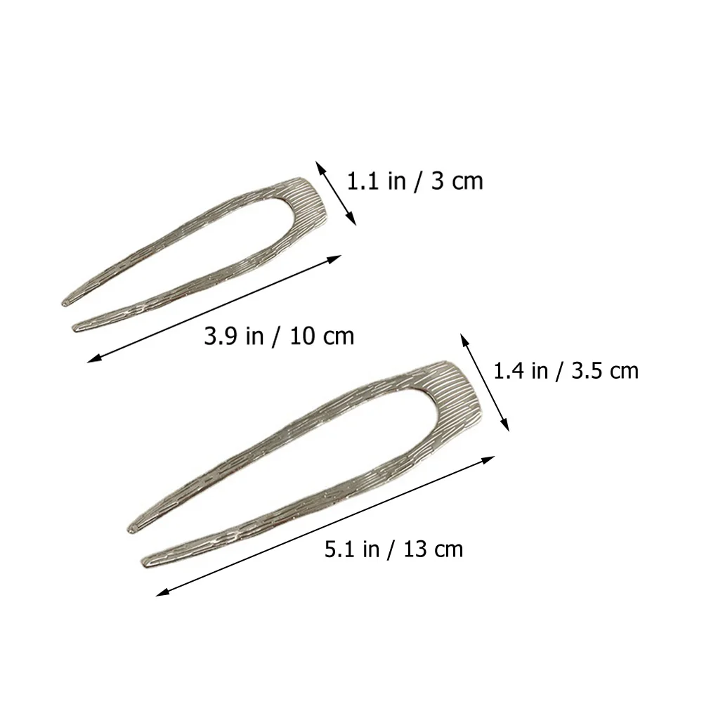 

4 Pcs Decorate Hairpin Women's French Clips for U Shape Chignon Metal Stick Bun Holder