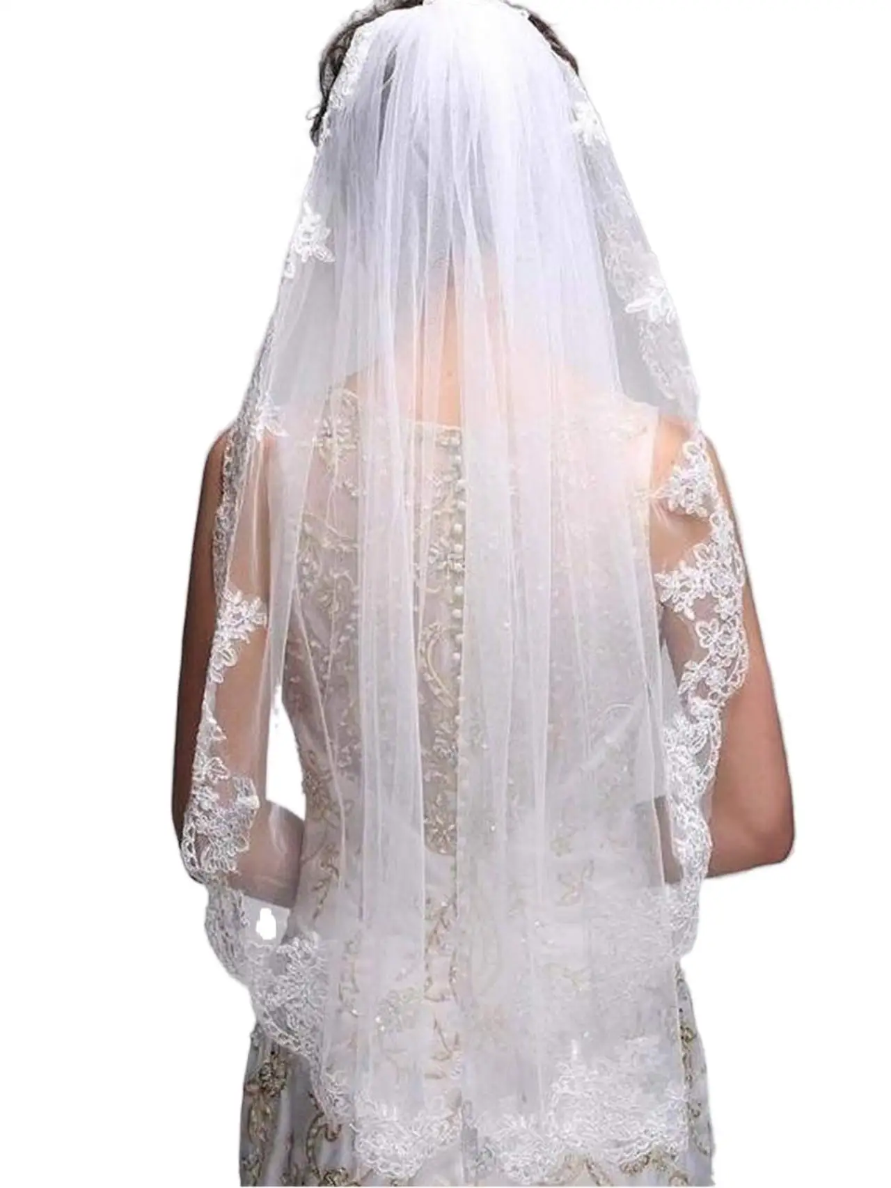 Wedding Veil Bridal Lace Traditional Vintage Bride Veil Short Bride Veils with Comb