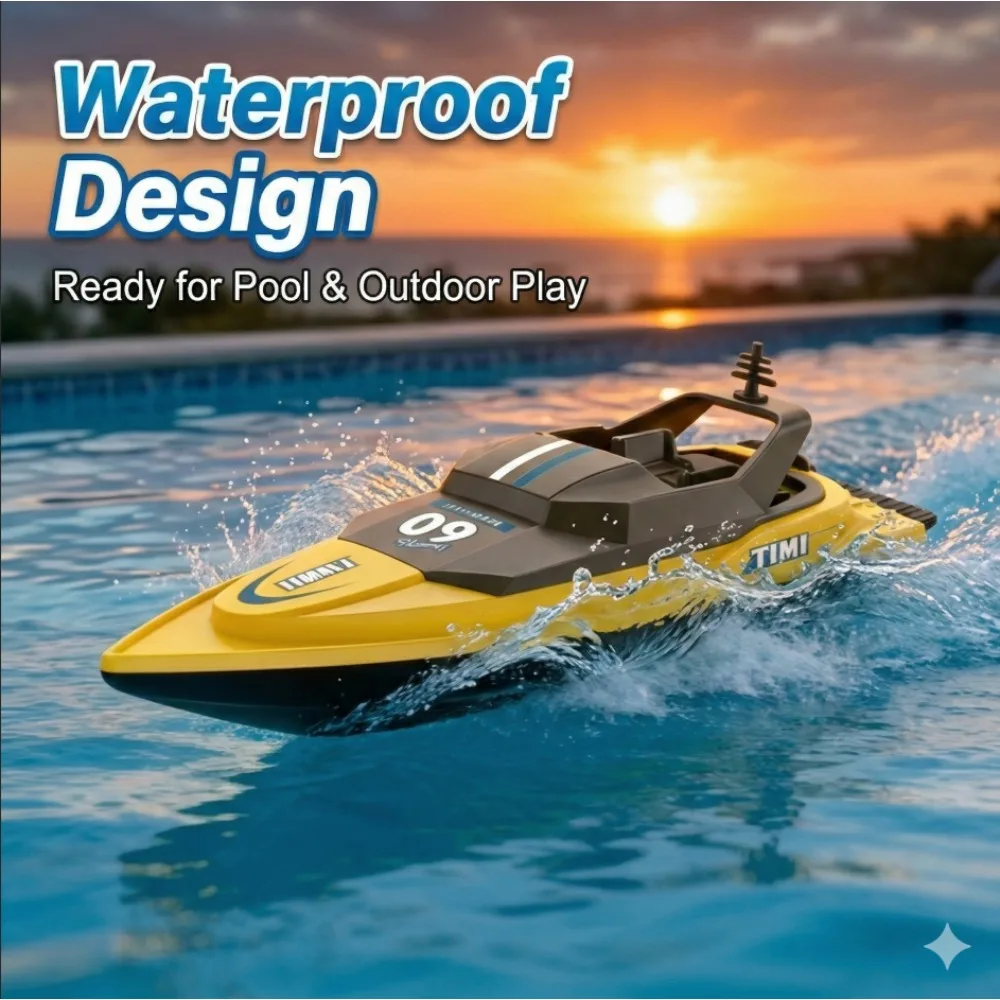 2.4GHz High-Speed RC Boat, Electric Racing Speedboat, Waterproof Water Toy for Pool Lake & Outdoor Play
