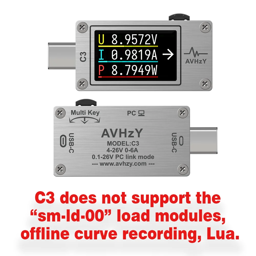 Avhzy Usb 3.1 Power Meter Digitale Multimeter Huidige Tester Voltage Detector Lua Tolk Geïntegreerde Dc 26V 6A Avhzy CT3