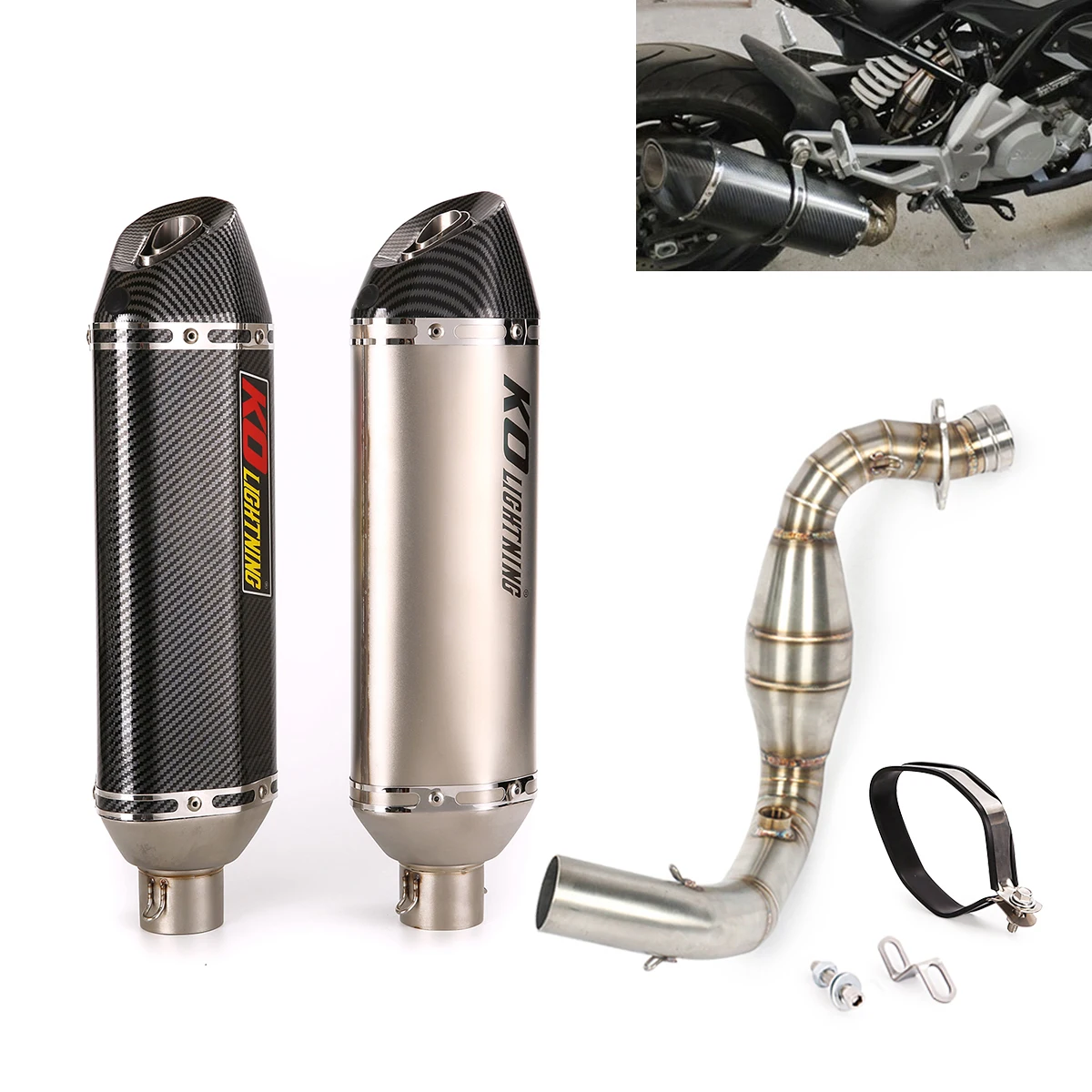 

Motorcycle Exhaust System Front Link Conect Pipe Slip On 51mm Mufflers Baffle Removable DB Killer For BMW G310GS G310R All Years