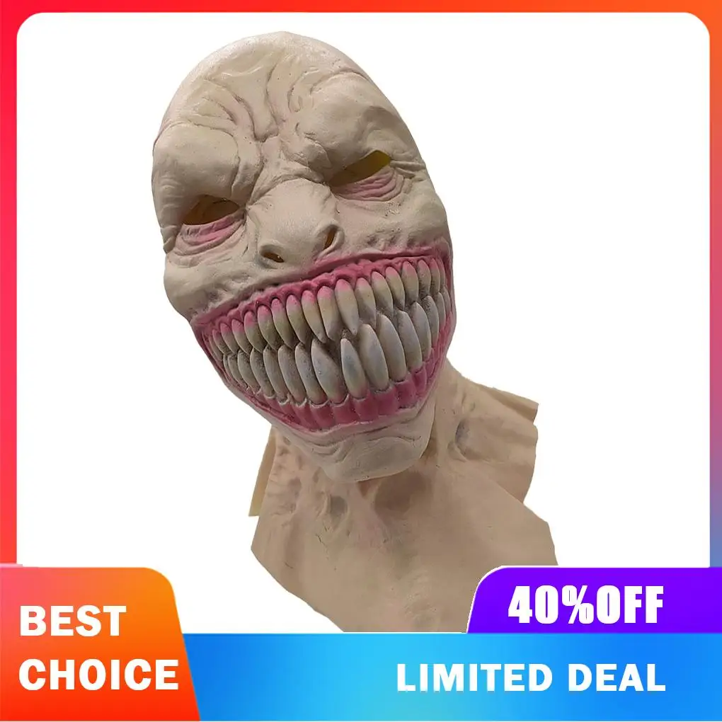 Face Cover Devil Terror Creepy Gagtooth Halloween Costumes Scary Long Realistic Facial Covers Horror Shield Party Supplies