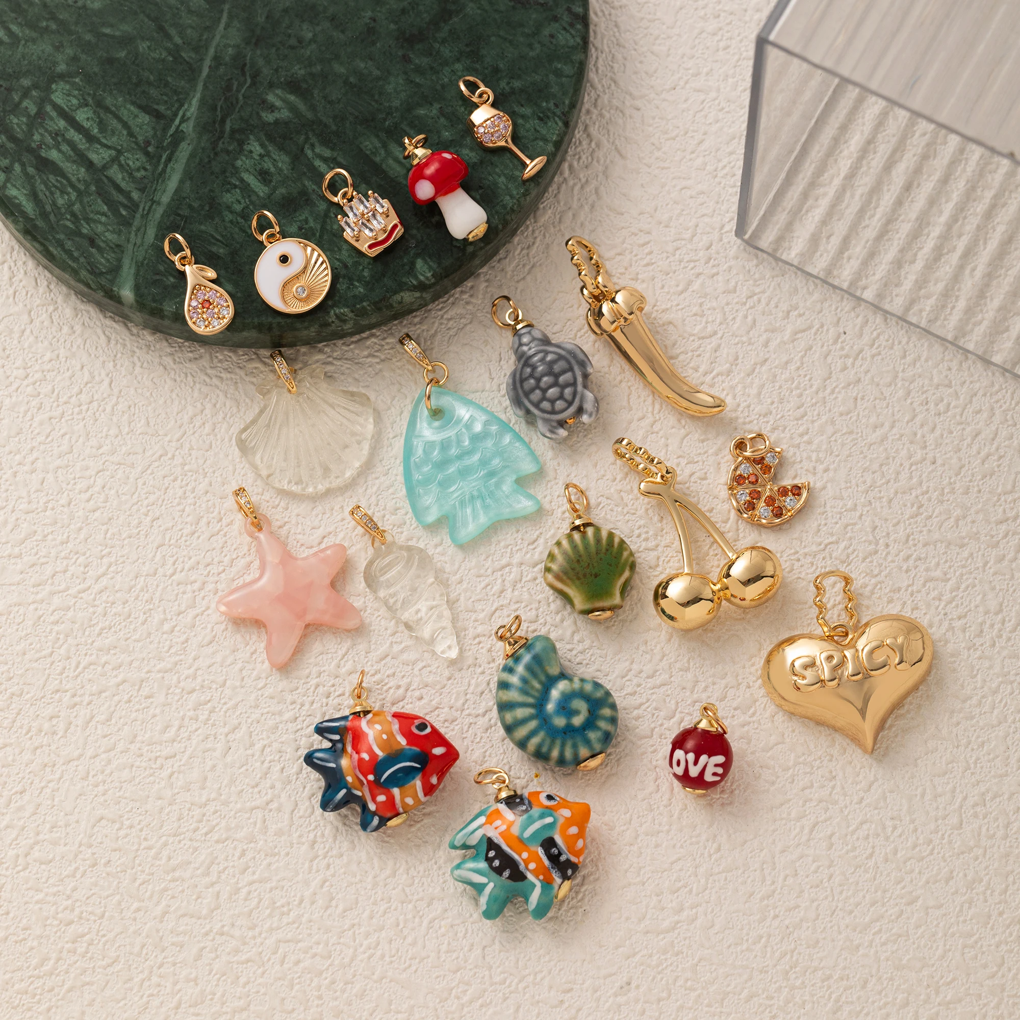 Modische und Trendige Neue DIY Kleine Fisch-Liebes-Kirsch-Pilz-Anhänger-Accessoires zur Schmuckherstellung – Detail 4