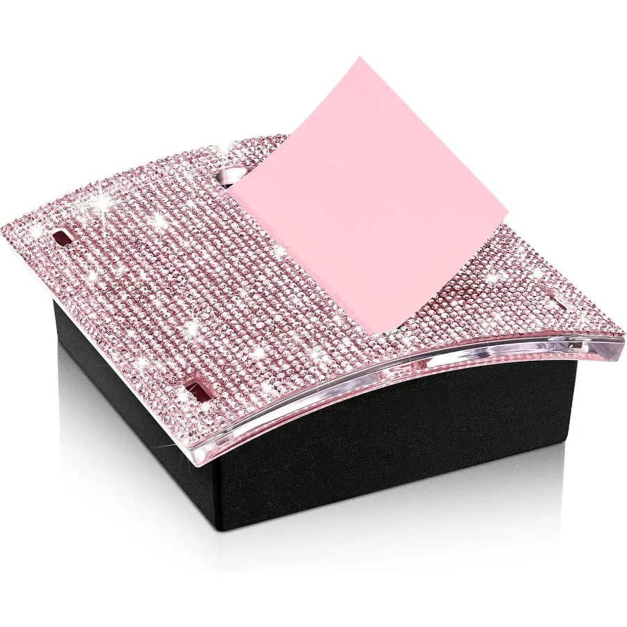Rhinestone Self Stick Note Pad Holde 4 x 4 Inches Memo Sticky Dispenser Note Holder Sticky Dispenser for Office Home Desk Suppl