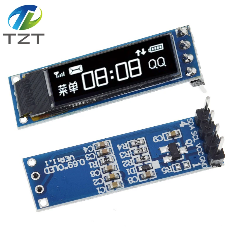1/3PCS 0.69 inch 96x16 OLED display module White Display 0.69" SSD1306 LCD screen control board for Arduino 3-5.5V IIC interface