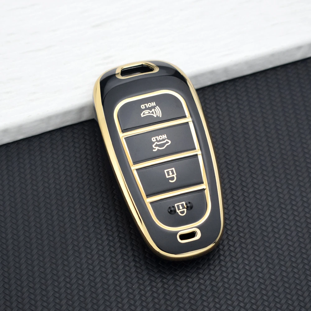 4 Buttons TPU Car Key Cover for Hyundai Sonata Elantra Creta Ix35 Ix45 I10 I30 I40 Tucson Santa Fe Rena Auto Key Case Shell Fob