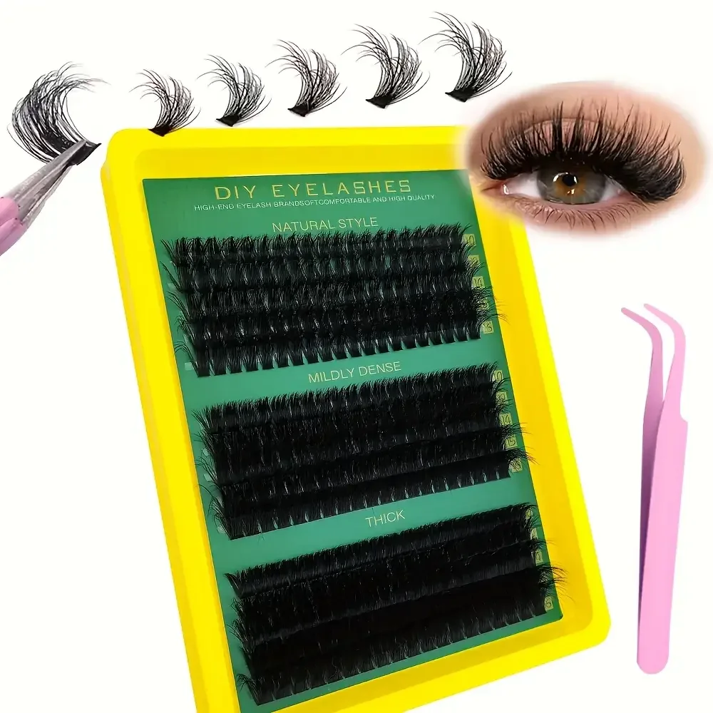 DIY-Wimpernverlängerungsset – flauschige gemischte Längen 10–16 mm, 0,07 mm dicke Wimpern mit Pinzette, anfängerfreundliches, wiederverwendbares Set – Detail 5