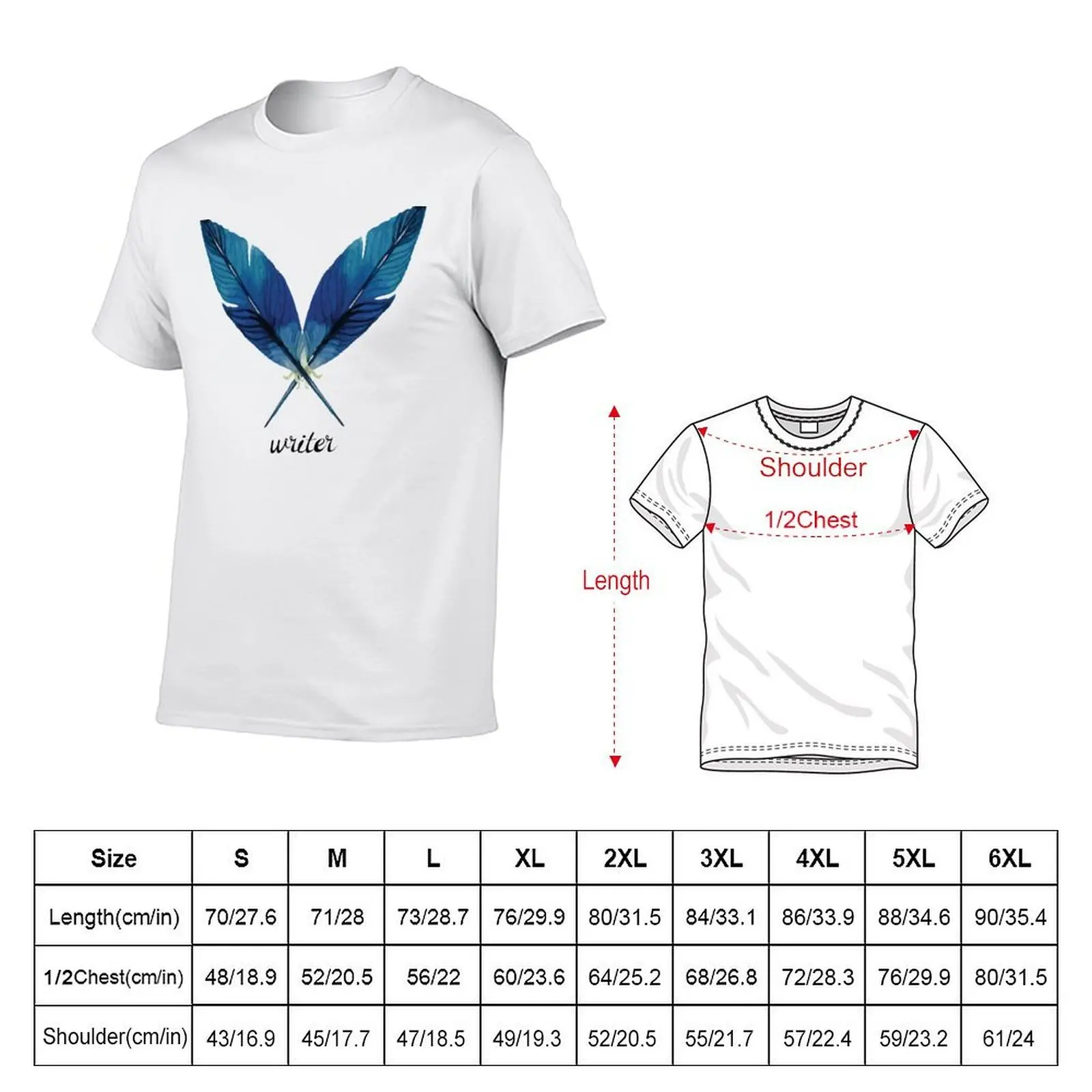 Writer! Blue Feathers T-Shirt Personalized t-shirt tees sweat shirts, men
