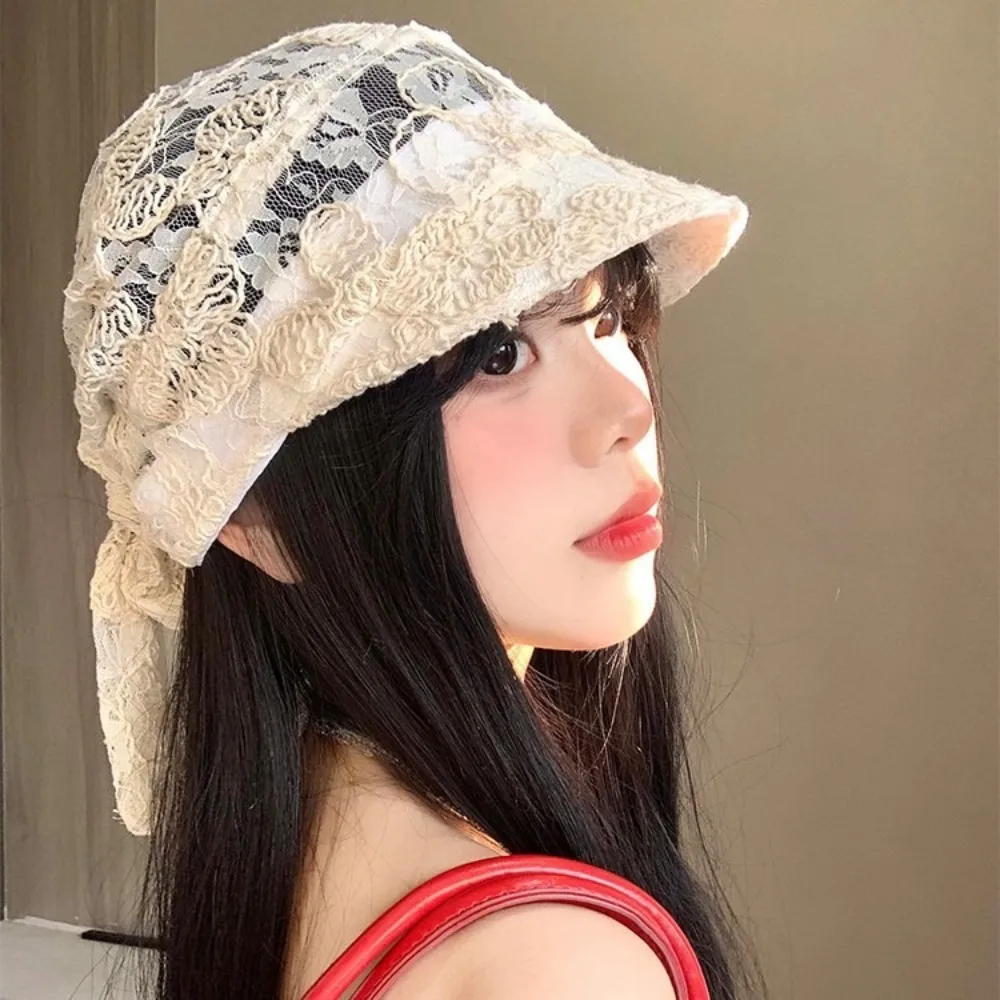

Fashion Rural Style Headscarf Baseball Hat Lace Plaid Sunscreen Headscarf Hat Scarf Peaked Cap Sun Cap Strappy Bandana Cap Women