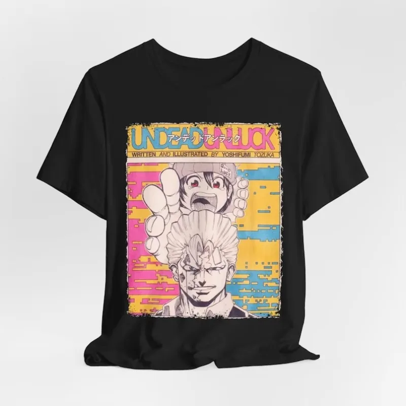 Camiseta Undead Unluck Vintage Lavada Unisex Oversize Estilo Anime Streetwear Algodón Suave Manga Corta Regalo Ropa Tops Gran Venta