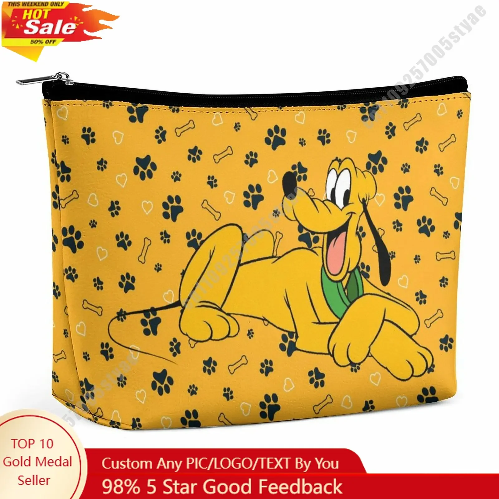 Bolsa de Cosméticos Pluto Disney: Design Gráfico Personalizado DIY, Criação Exclusiva, Presente de Feriado, Armazenamento de Cosméticos