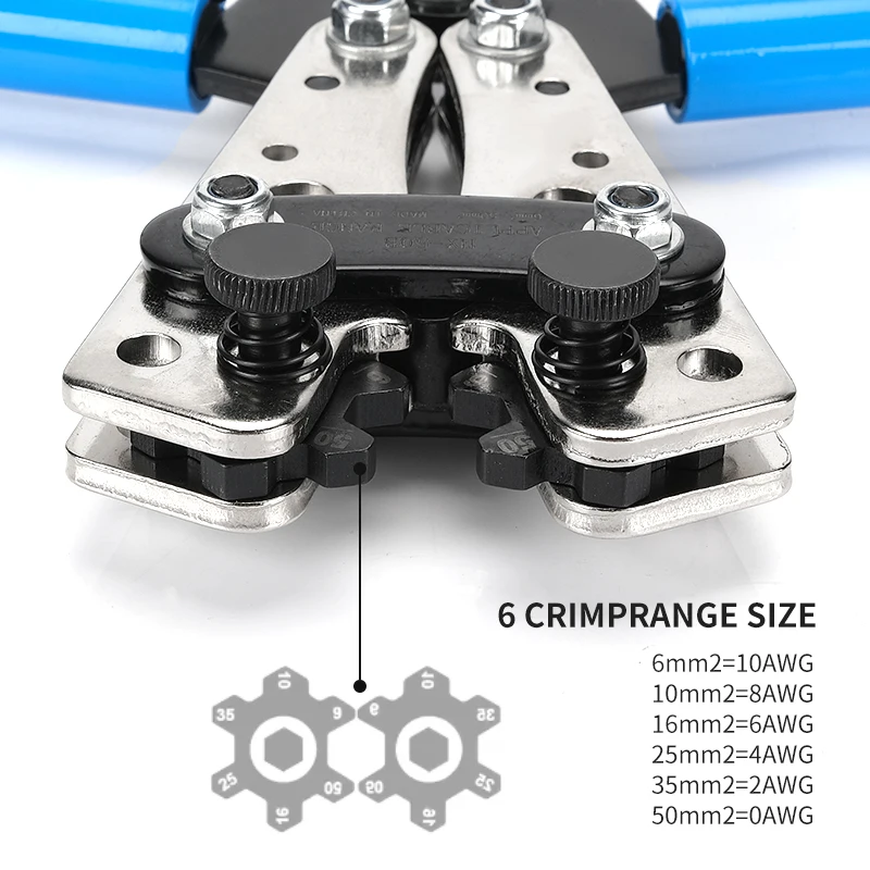 HX-50B szczypce do zaciskania 6-50mm AWG 1-10 Cat Auto miedziany pierścień goły kabel zaciski akumulatora narzędzie do zaciskania końcówek szczypce do końcówek kablowych