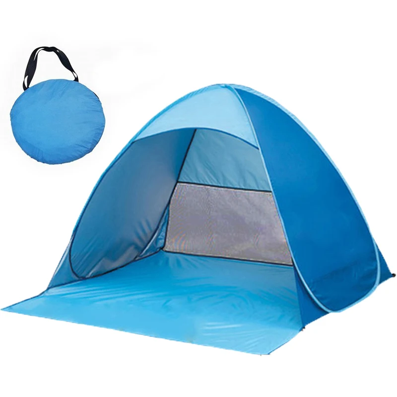 2-3Persons Pop Up Beach Tent Automatic Quickly Open Outdoor Camping Tour UV50+ Portable Ultralight Sunscreen with Extended Mat 