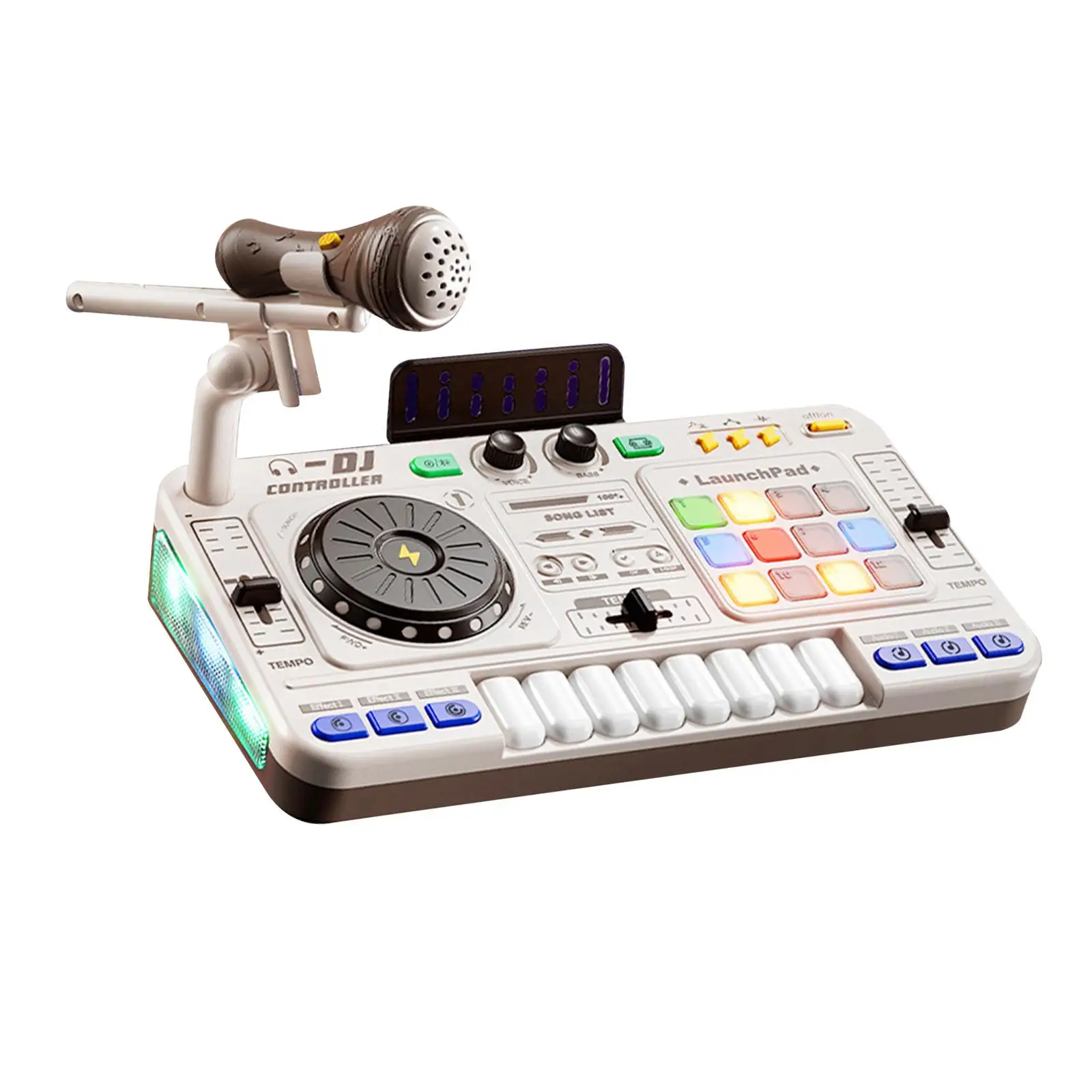 لعبة خلاط دي جي للأطفال مدمجة في ميكروفون تعليمي لحفلات DJ لعبة القرص الدوار لحفلات أعياد الميلاد في الأماكن المغلقة في مرحلة ما قبل المدرسة وحفلات أعياد الميلاد الخارجية