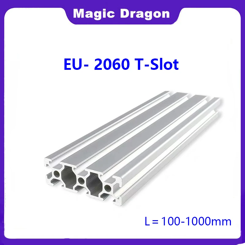 1PCS 2060 T Slot Aluminum Profile Extrusion 100-800mm Length European Standard Anodized Linear Rail for DIY CNC 3D Printer 6063