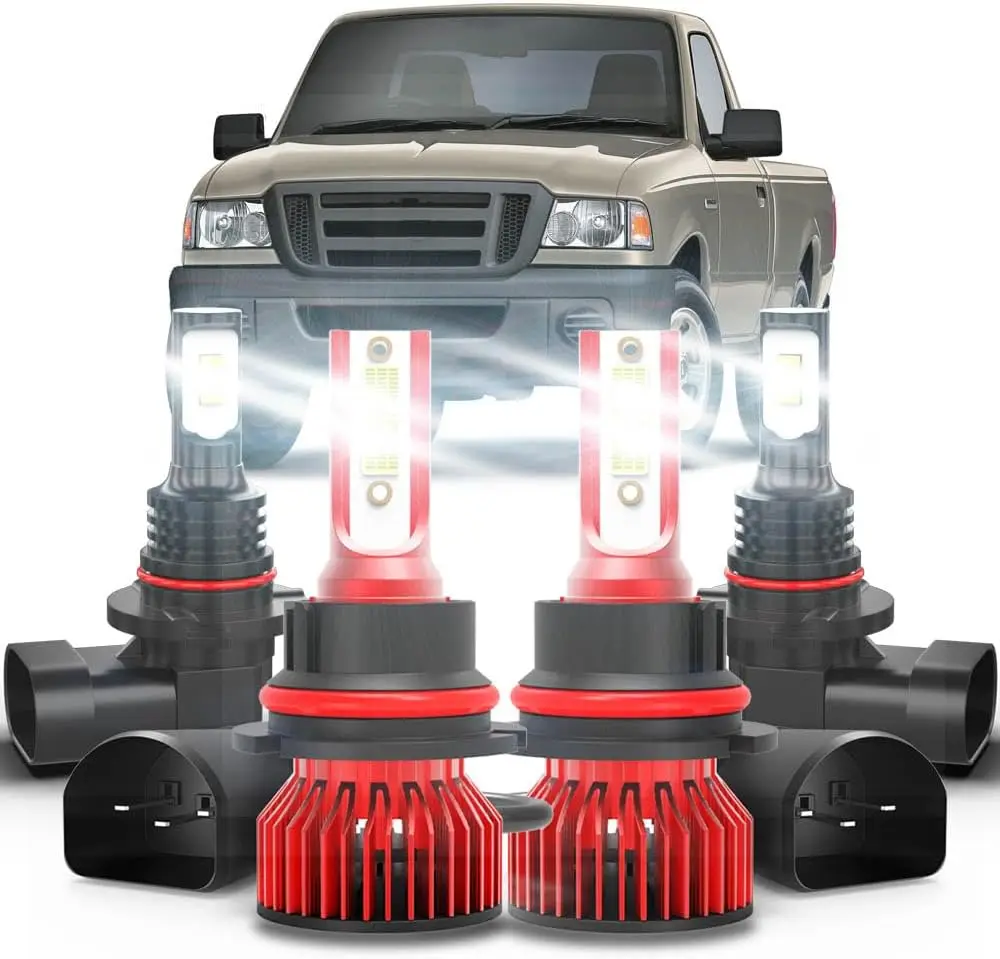 

Ford Ranger 2001-2011 LED Bulbs 9007 9145 9005, 4pcs Super Bright White High Low Beam & Fog Lights, Plug-and-Play
