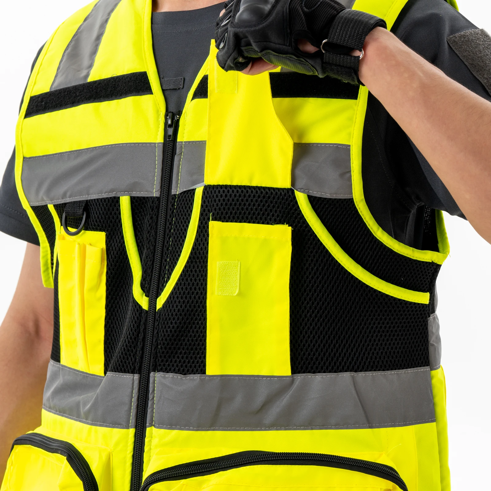 Safety Vest Hi Vis Reflective Vest Silver Stripe Oxford Cloth Multi-Pocket Workwear Outdoor Sports Riding Safety Clothing