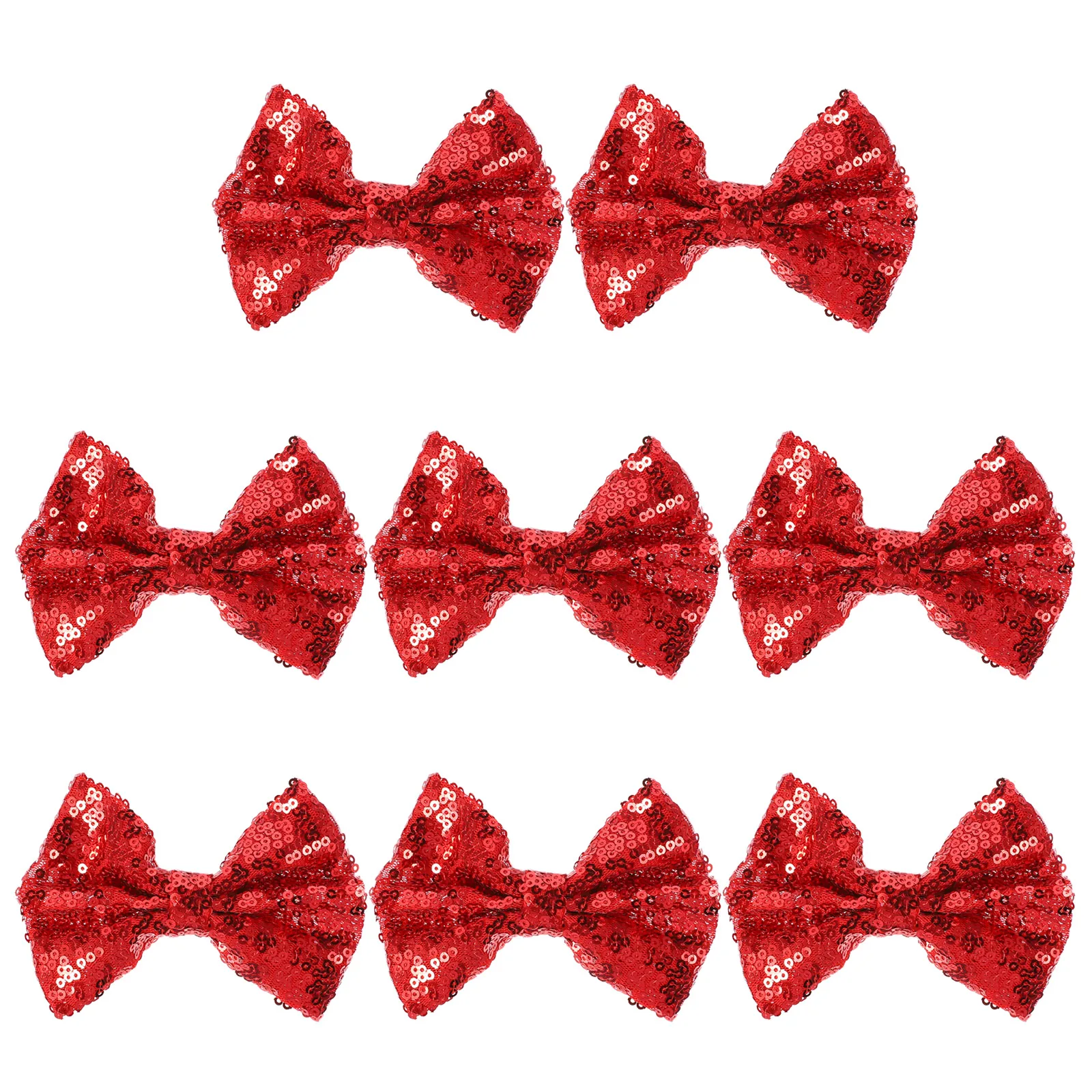 

8pcs Sequins Bow Hair Clip Durable Fashionable Sweet Color Creative Design Elegant Match Any Hairstyle Suitable For Women