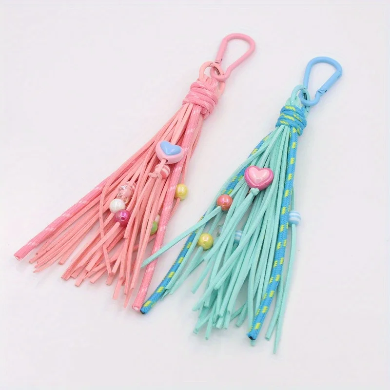 

Bohemian Style Keychain Women's Colorful Rope Handmade Bead Tassel Bag Pendant Car Keychain