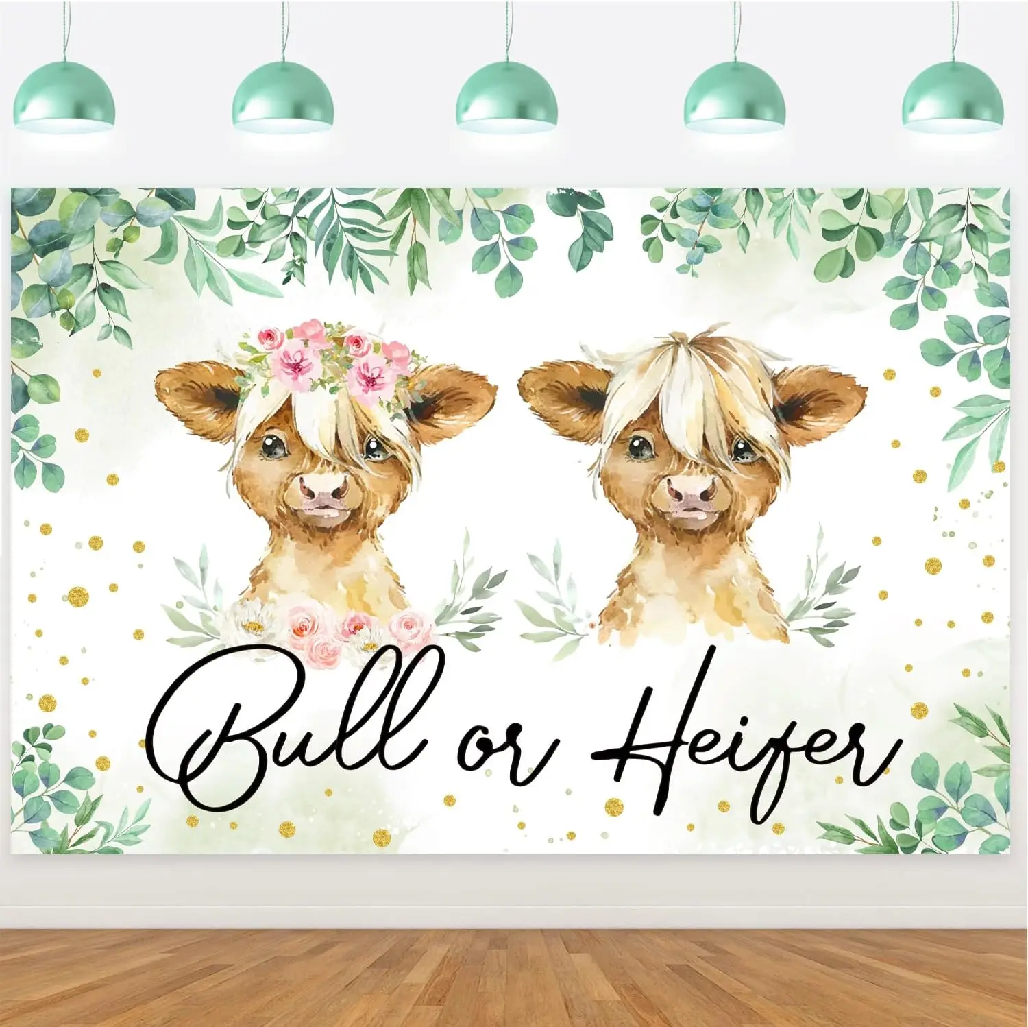 

Joymemo 5x3ft Highland Cow Theme Backdrops Bull or Heifer Gender Reveal Decorations Jungle Nature Green Leaves Party Supplies