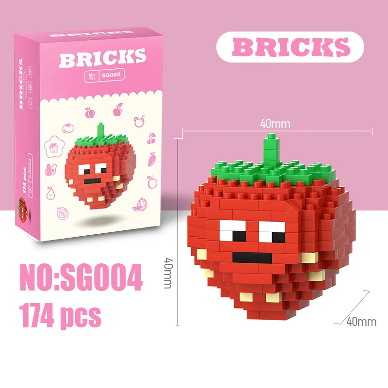 Small particle assembled building blocks educational toys fruit puzzle children boys and girls educational small ornaments gifts
