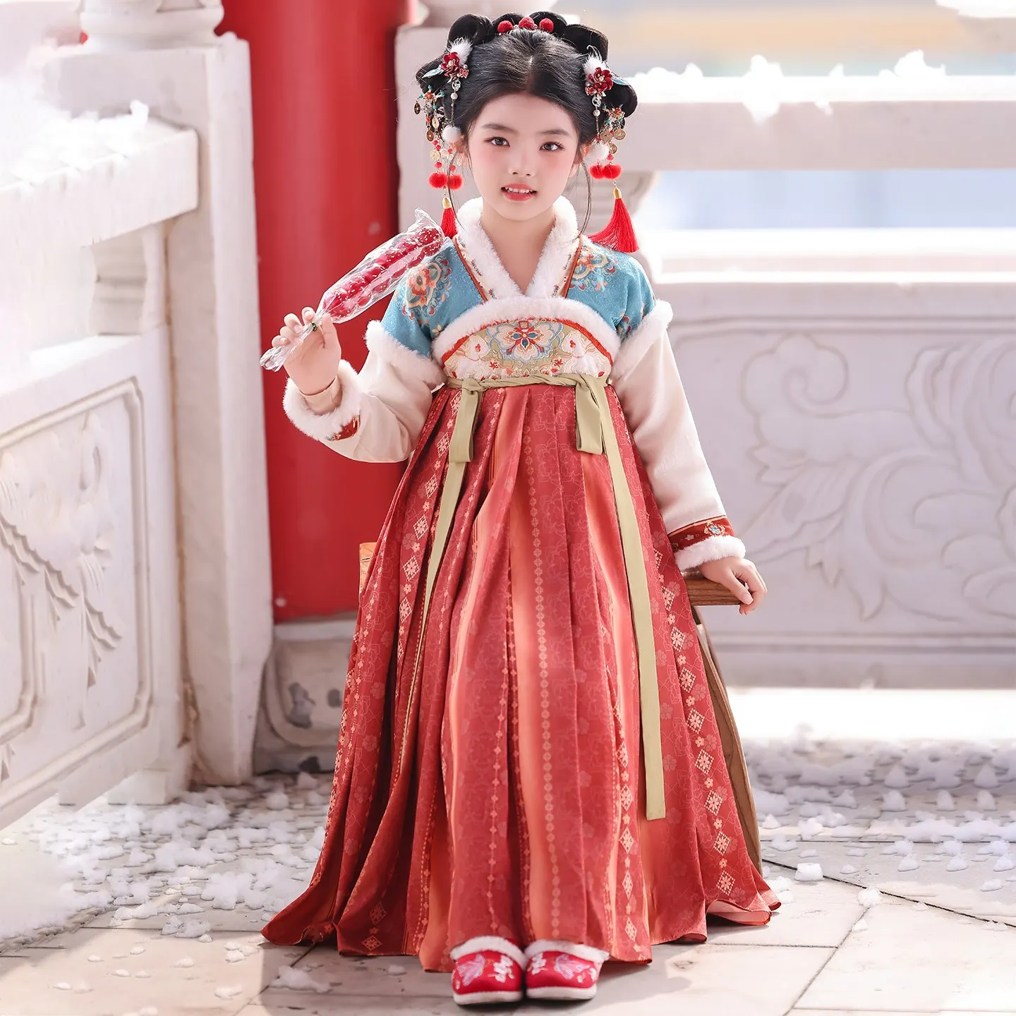 

Зимнее платье-костюм «Фея Тан» для девочек, детская одежда, наряд, платье для вечеринок, детский халат, ханьфу для девочек