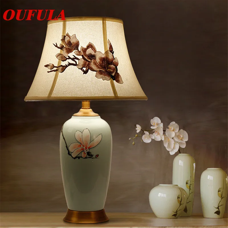 

TINNY Ceramic Table Lamps Desk Lights Luxury Modern Copper Fabric for Foyer Living Room Office Creative Bed Room Hotel