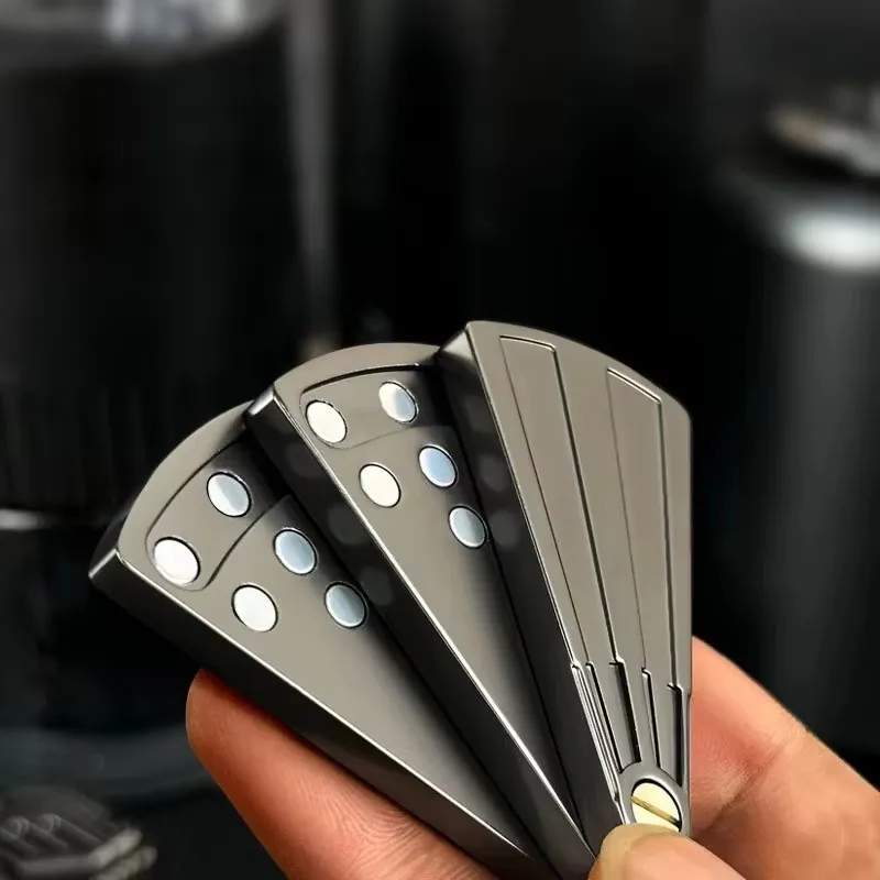 Metal EDC fingertip Folding Fan Pressure Reducing Push card Mechanical coin Toy Anti Stress Relief Sensory Fidget Toy for Adults