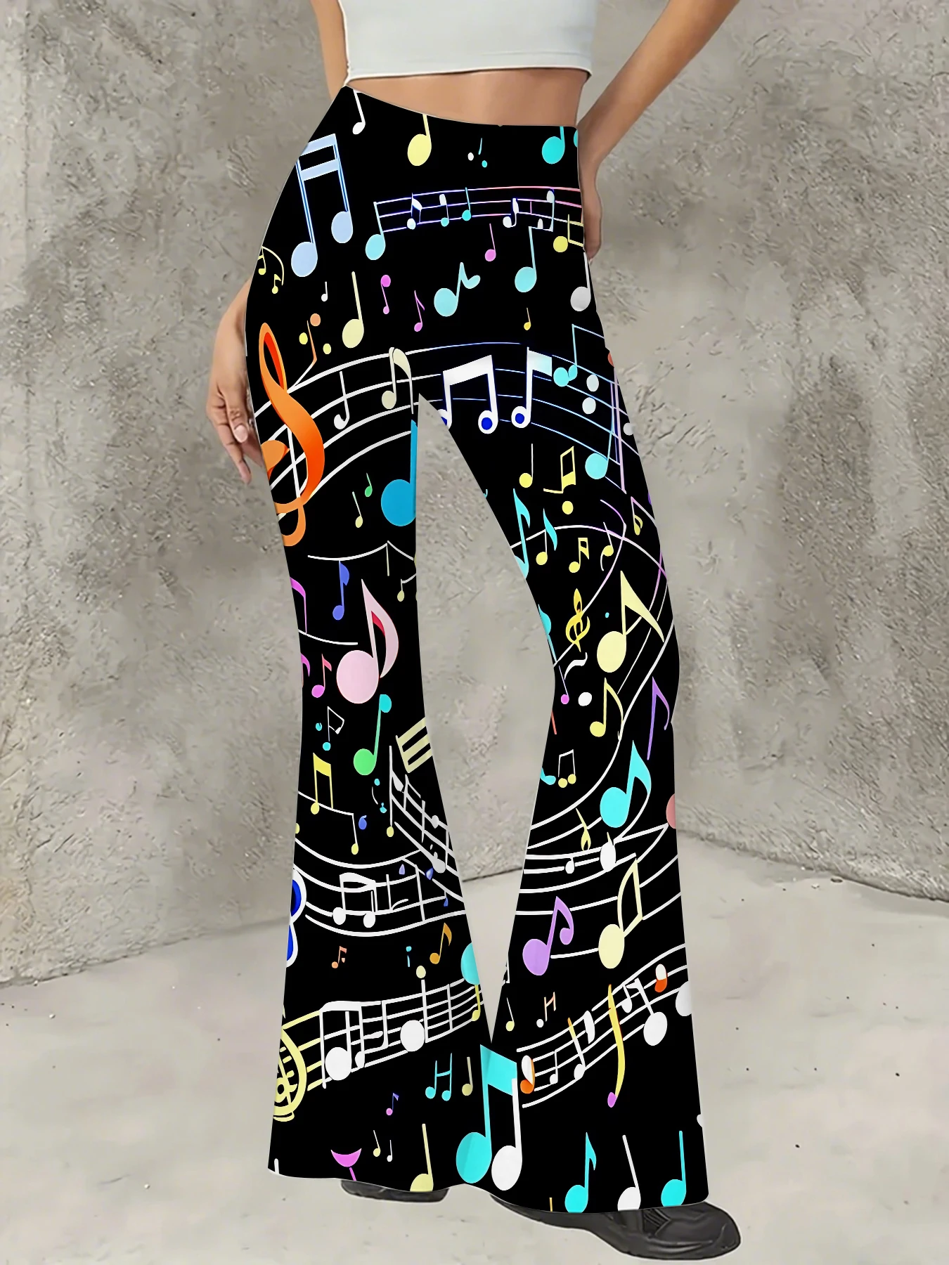 

Women's Floral Print Flare Pants Elegant Stretchy Bell Bottom Trousers Summer